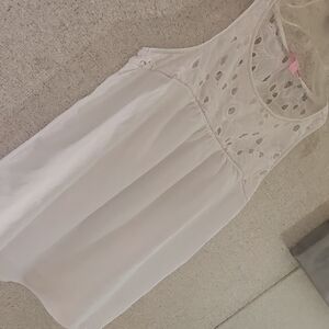 Lilly Pulitzer Pink and White Eyelet Chiffon Tank